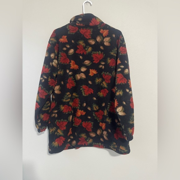 Vintage Leaf Patterned Fleece full zip Jacket with pockets size medium - Picture 5 of 6